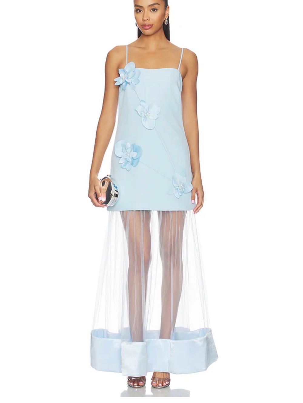 Elliatt Reina 3d Floral Gown in Sky Blue